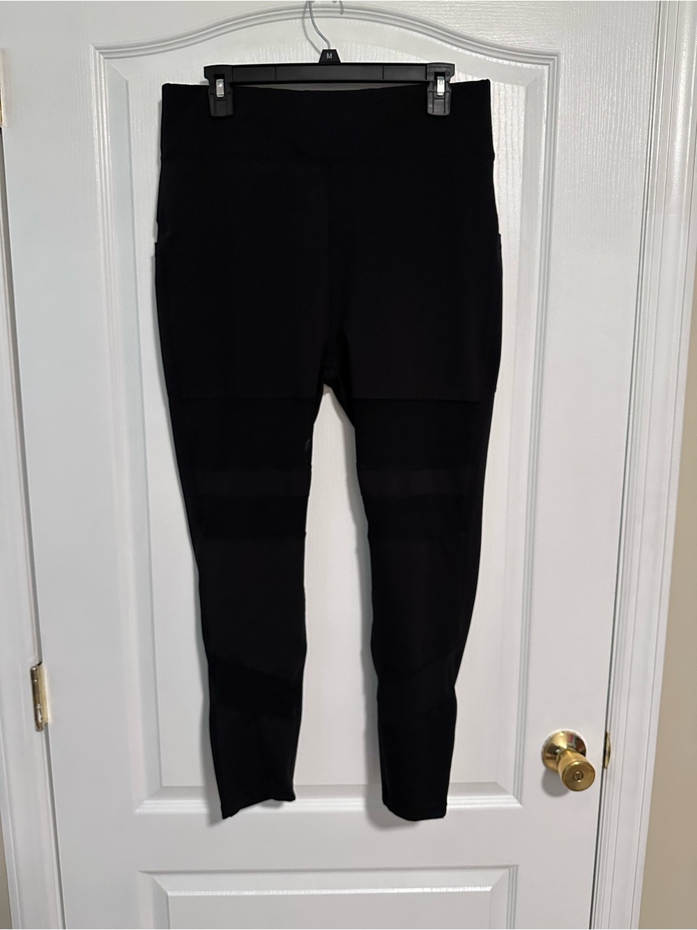 POP Fit 2XL Black Leggings Mesh Cutouts Pockets Stretch Activewear